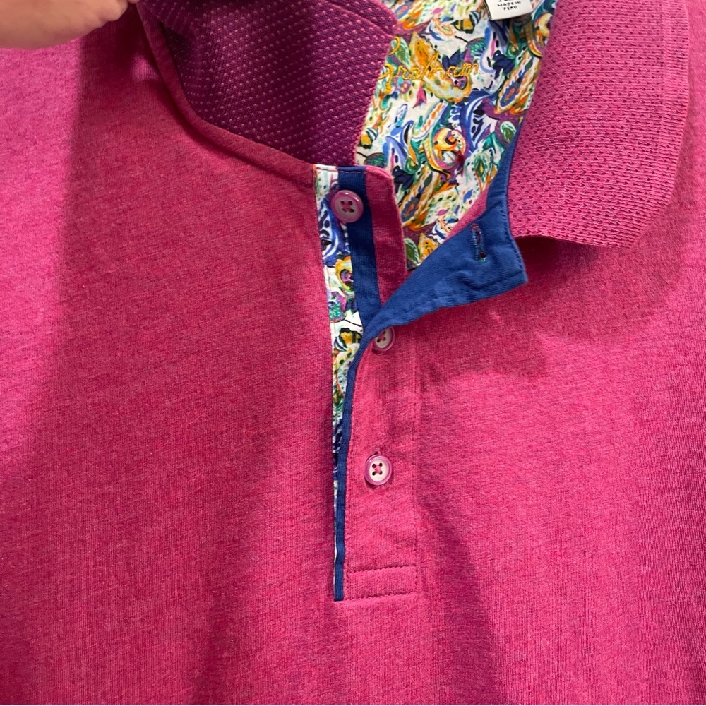 Robert Graham Cotton Polo Raspberry Pink Men’s Size XLarge - Picture 3 of 6